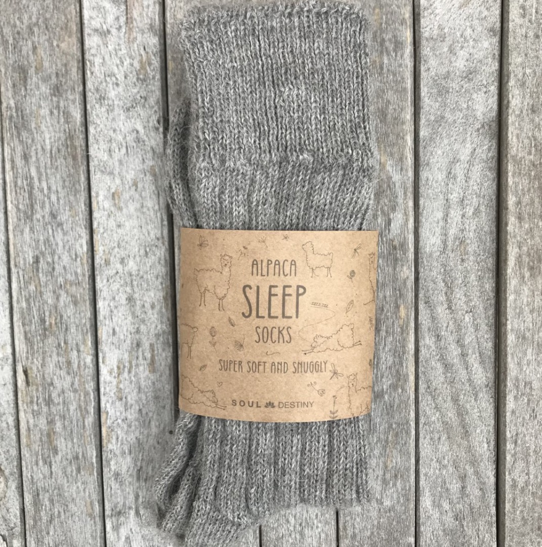 Grey Alpaca Bed Socks, Thick, soft and Warm, 90% Alpaca Wool Made in England