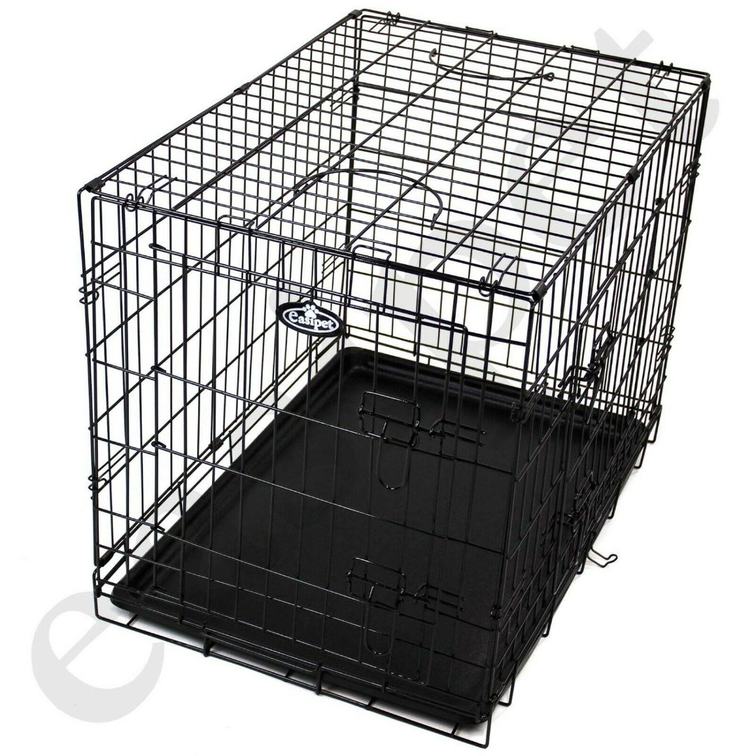 36in Black Metal Dog Cage, Secure Dog Crate
