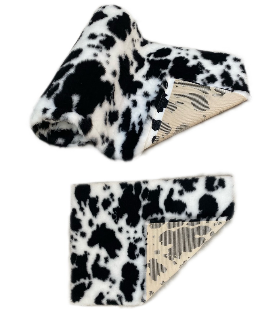 Cow Print Black White Vet Bedding  Non-Slip Whelping Fleece Dog Puppy Pro Bed Cut as Mats or Rolls.