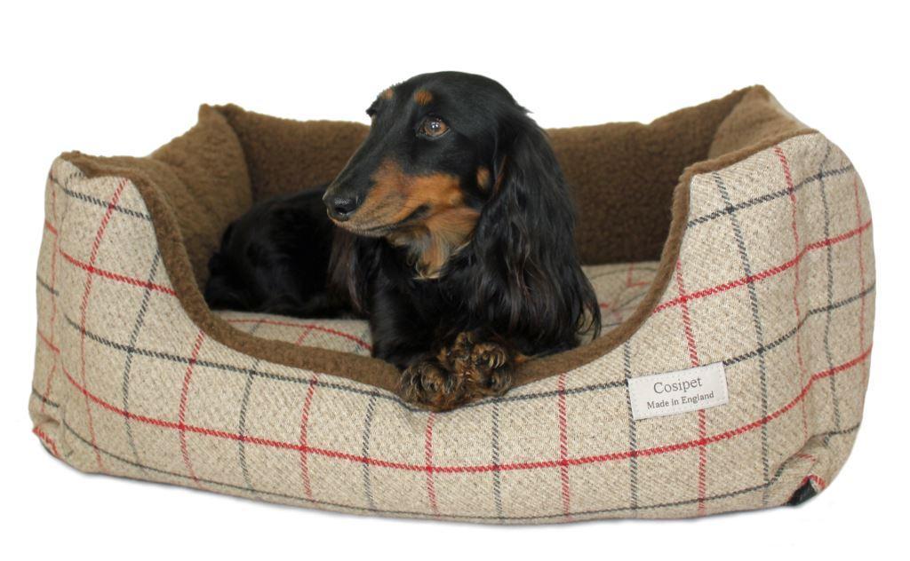 Rectangular Coffee Tweed Kalahari Dog Bed  Sizes:  S (46cm x 41cm)