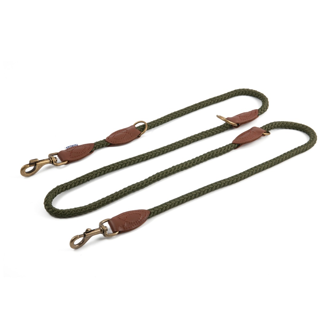 Ancol Heritage Rope Multiway Training Lead Green 200cm x 12mm