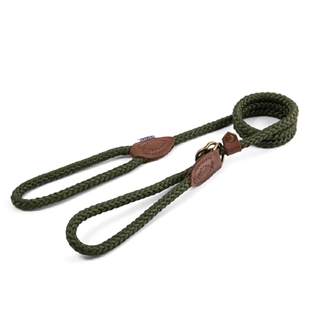 Ancol Heritage Rope Slip and Control Lead Green 150cm X 12mm