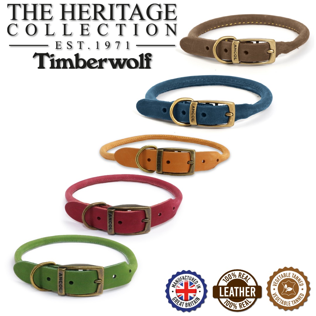 Ancol Timberwolf Round Leather Dog Collar
