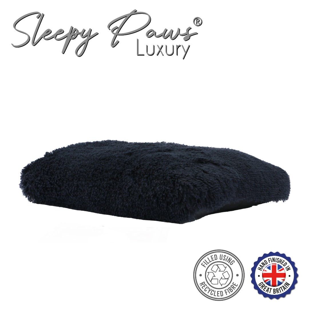 Navy Blue Super Soft Plush Dog Mattress  reducing anxiety and stress.