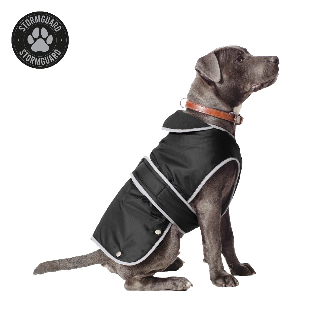 Ancol Muddy Paws Stormguard Black Waterproof Fleece Lined Dog Coat