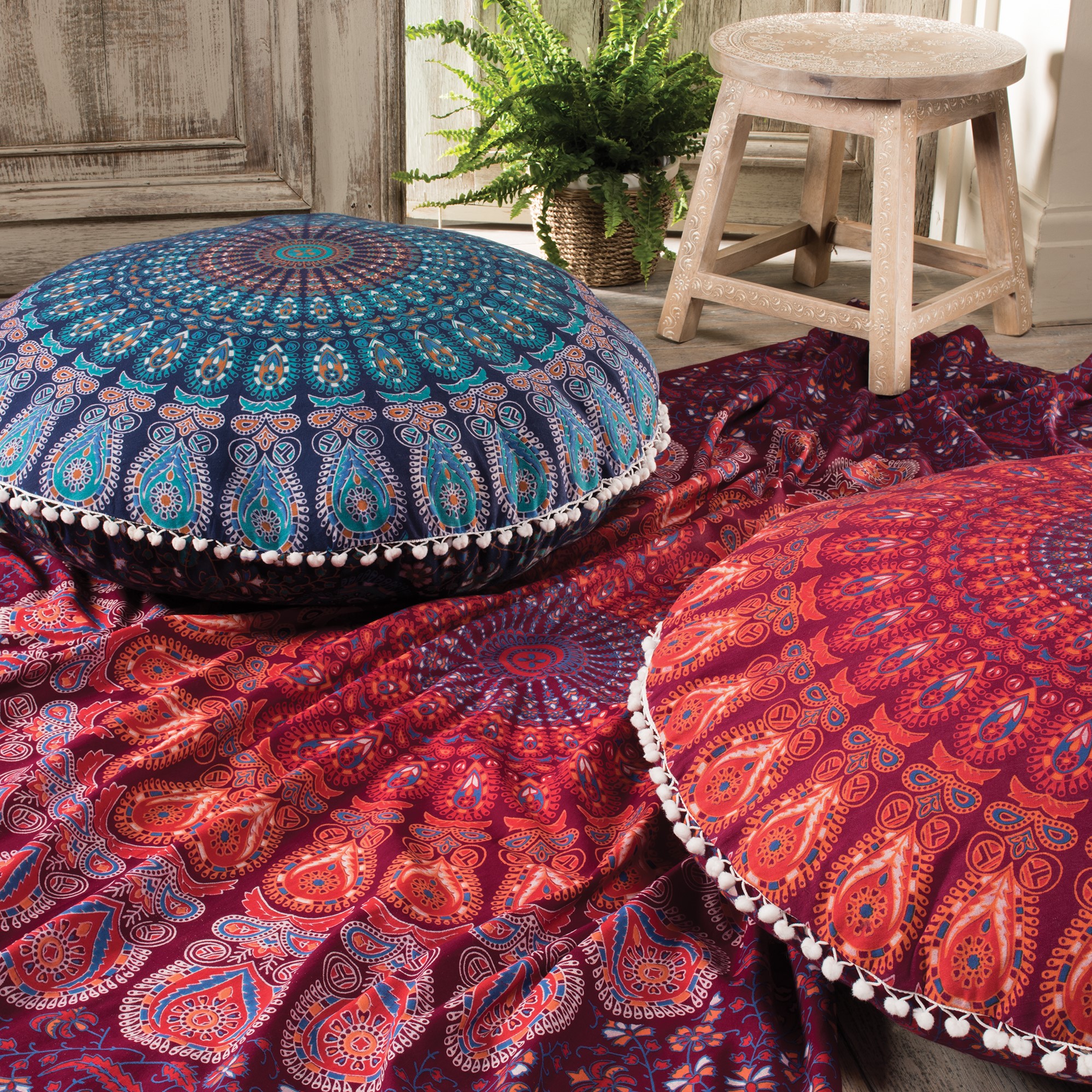 Brightly Coloured Fair Trade Boho Indian Floor Cushions